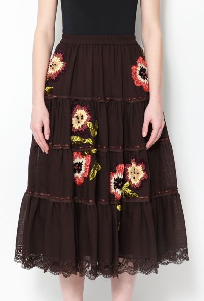                                         Galliano Velvet Embroidered Peasant Skirt-2