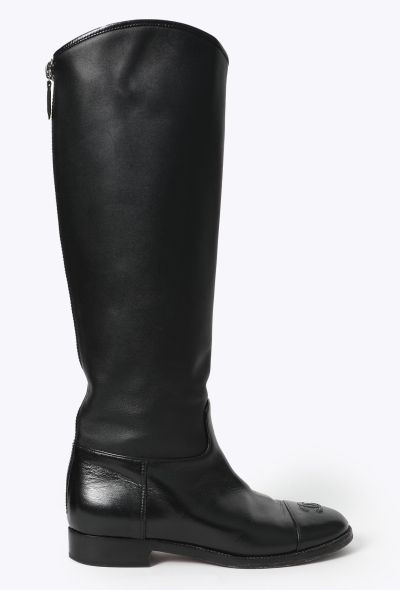 Chanel Leather 'CC' Riding Boots - 1