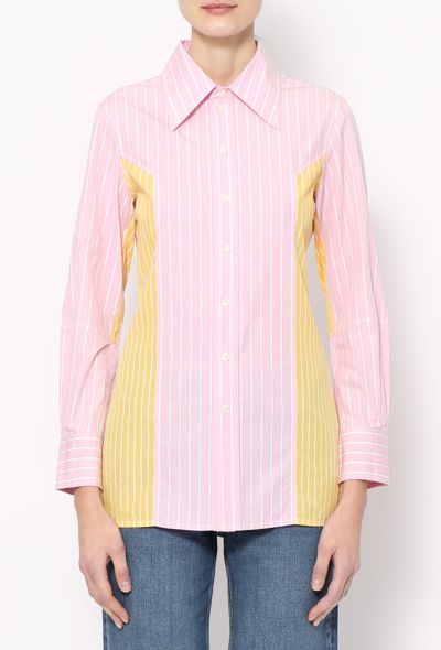 Céline Bicolor Pinstripe Cotton Shirt - 1