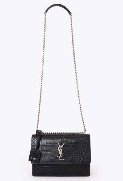 Saint Laurent Medium Croco Embossed Sunset Bag - 2 Saint Laurent Medium Croco Embossed Sunset Bag - 2