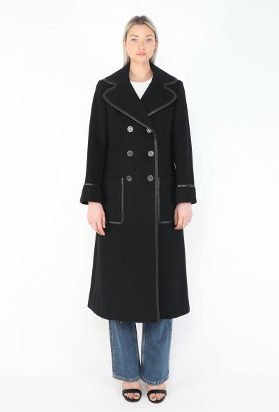 Hermès '70s Tailored Leather Trim Coat - 2