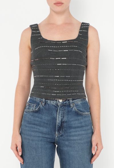 Prada S/S 1998 Beaded Linen Tank - 1 Prada S/S 1998 Beaded Linen Tank - 1