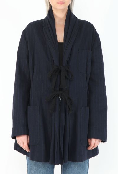 Romeo Gigli 1990 Pinstripe Padded Kimono Jacket - 1