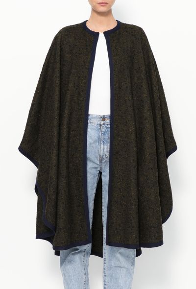 Saint Laurent RARE '70s Woven Trim Bouclé Cape - 2 Saint Laurent RARE '70s Woven Trim Bouclé Cape - 2