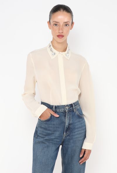Prada Embellished Trim Silk Blouse - 1