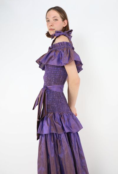 Saint Laurent 1980 Belted Ruffled Taffeta Gown - 2 Saint Laurent 1980 Belted Ruffled Taffeta Gown - 2