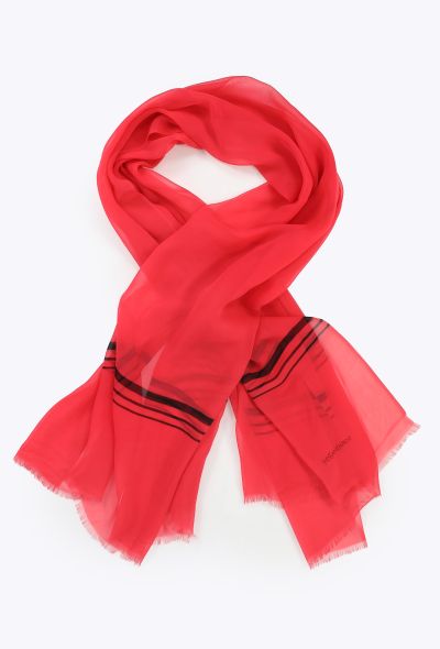 Saint Laurent Vintage Coral Silk Scarf - 1