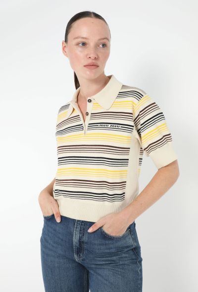 Miu Miu 2024 Striped Knit Emblem Polo - 1
