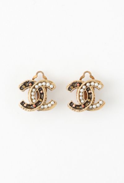 Chanel Mini Pearl 'CC' Clip Earrings - 1