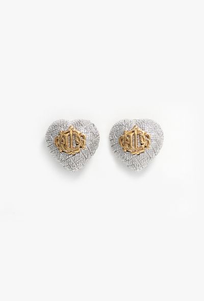 Christian Dior Vintage Embossed Heart Clip Earrings - 1 Christian Dior Vintage Embossed Heart Clip Earrings - 1