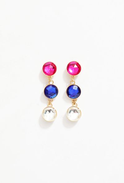                             Tricolor Stone Drop Clip-on Earrings - 1