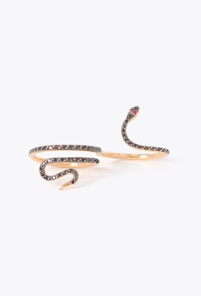 Modern Fine Jewelry Ileana Makri 18K Rose Gold Lucky Snake Double-Finger Ring - 1