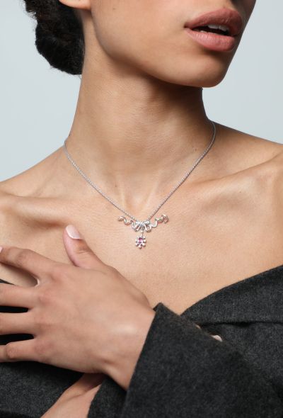                                         18k White Gold, Pink Sapphire &amp; Diamond Necklace-2