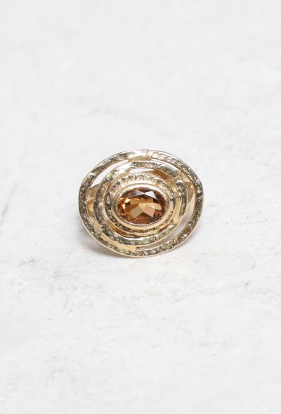                                         Vintage 18k Gold Spiral Citrine Ring-1