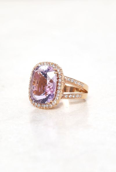 Vintage & Antique 18k Rose Gold, Diamond & Amethyst Ring - 2