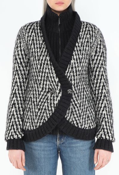 Chanel Chevron Ribbed Mohair Cardigan - 1