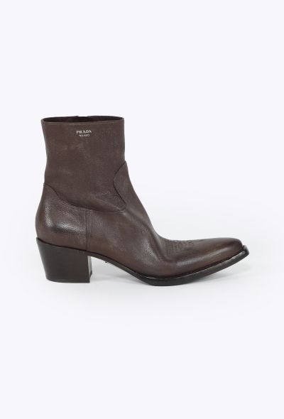 Prada 2025 Antique Calf Leather Western Boots - 1