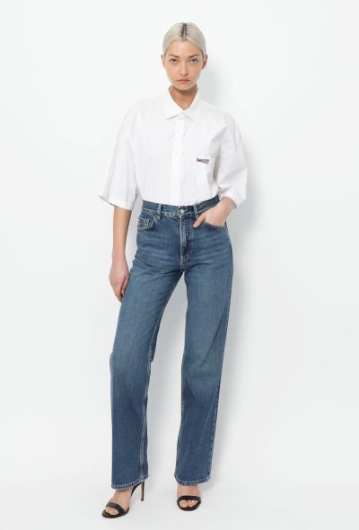 Balenciaga Cotton Embroidered Logo Shirt - 2 Balenciaga Cotton Embroidered Logo Shirt - 2
