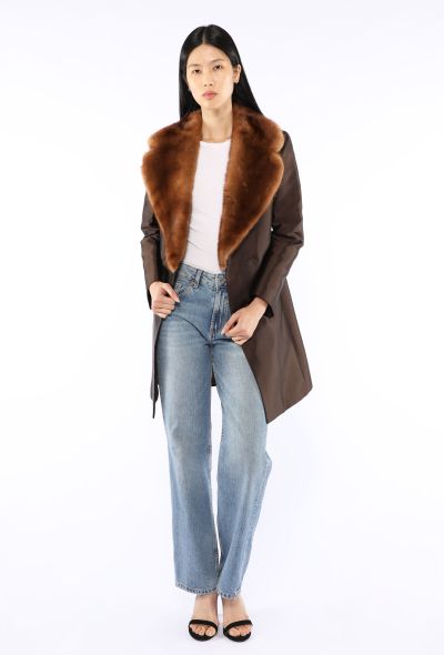 Dolce & Gabbana Silk & Mink Fur Trim Coat, 1997 - 1