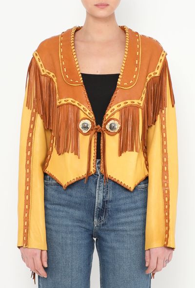 World Treasures Whipstitch Leather Fringe Jacket - 1