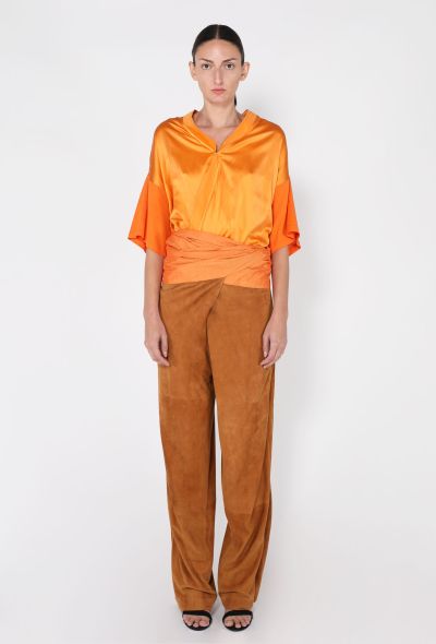Gianfranco Ferré Silk Wrap Top & Suede Trouser Ensemble, 1980s - 2