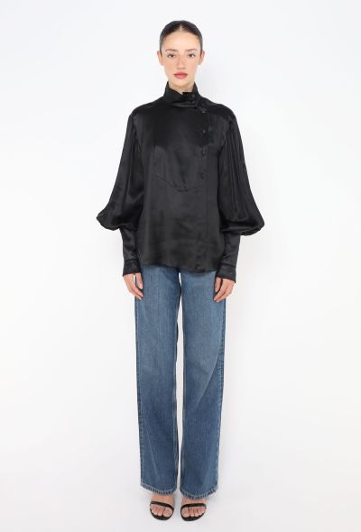 Chanel Charmeuse Bishop-Sleeve Blouse - 1