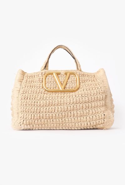 Valentino Beige Raffia Tote Bag - 1 Valentino Beige Raffia Tote Bag - 1