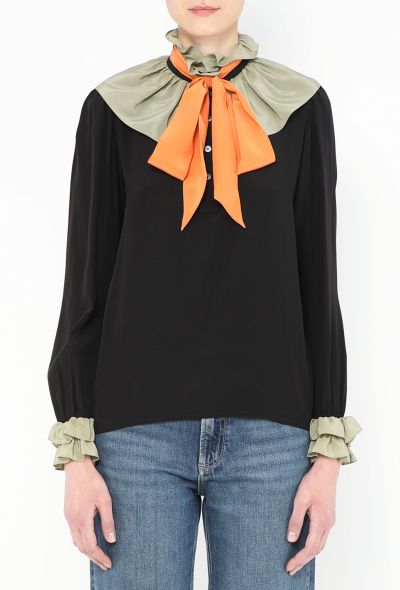 Saint Laurent '80s Ruffled Lavallière Blouse - 2