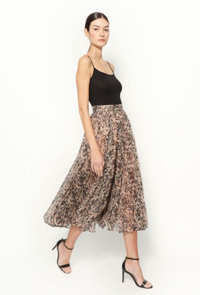                             Floral Print Silk Skirt - 1