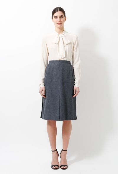                             70s Slitted Grey Wool Skirt - 2
