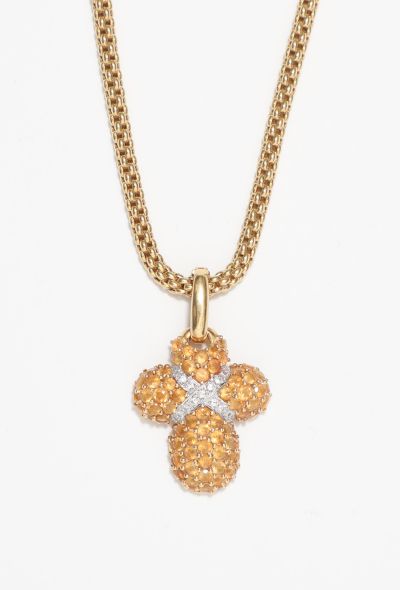                             18K Gold Cross Pendant Chain Necklace - 2