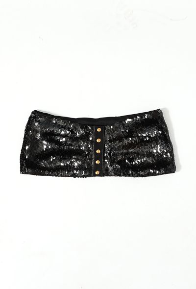                             Sequin Leather Trim Belt - 1