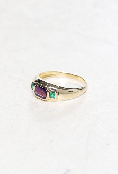 Vintage Fine Jewelry 18k Gold, Amethyst & Emerald Ring - 2