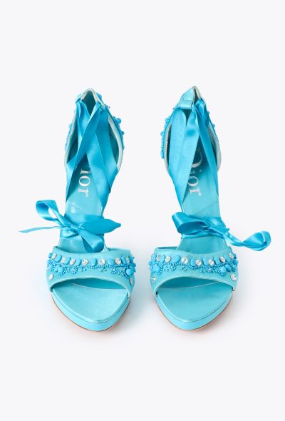 Dior Early 2000s Embellished Ribbon Sandals - 1