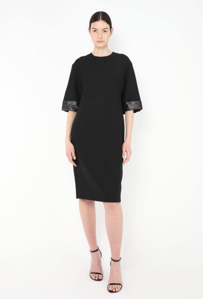 Valentino 2021 Leather Trim Silk Dress - 1 Valentino 2021 Leather Trim Silk Dress - 1