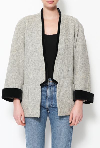                                         '70s Velvet Trim Kimono Jacket-2