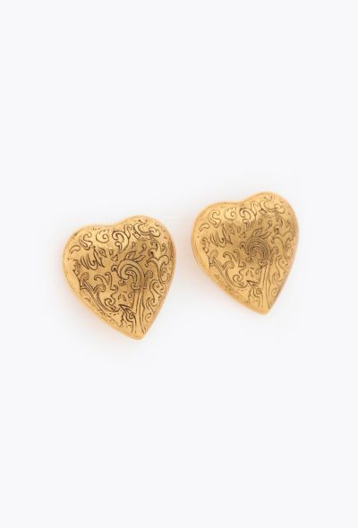 Saint Laurent Vintage Arabesque Heart Clip Earrings - 2 Saint Laurent Vintage Arabesque Heart Clip Earrings - 2