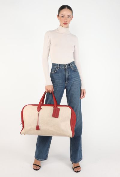 Hermès Vintage Toile H & Taurillon Clémence Victoria 50 - 2