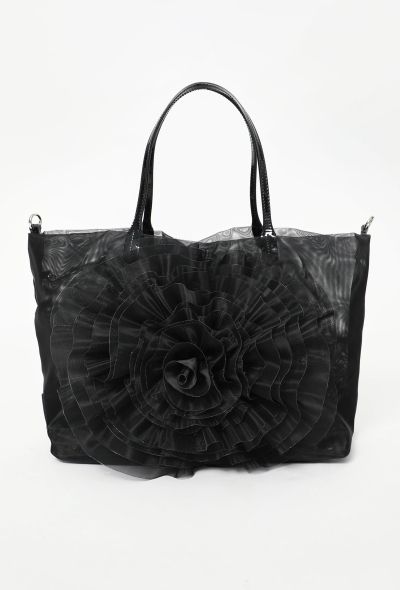 Valentino Black Mesh Floral Tote Bag - 1 Valentino Black Mesh Floral Tote Bag - 1