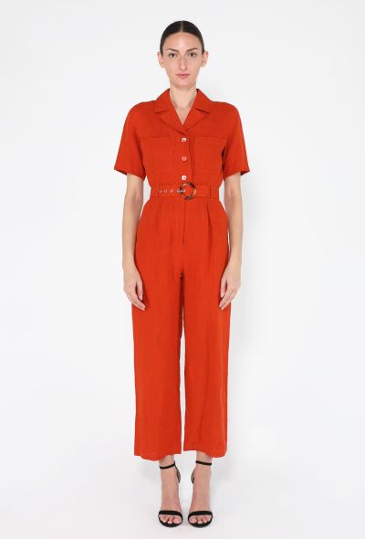 Saint Laurent Belted Linen Jumpsuit, 1990s - 1