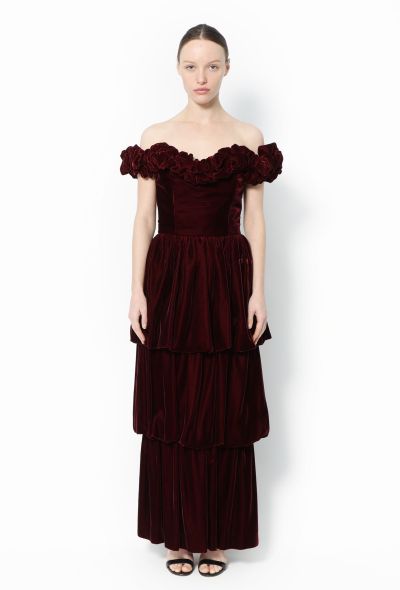 Exquisite Vintage Georges Rech '80s Ruched Velvet Gown - 1
