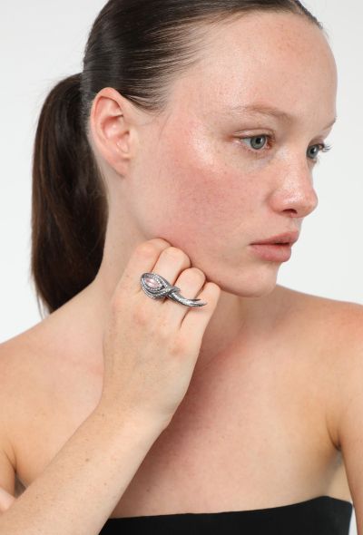 Modern Fine Jewelry Garrard Silver & Pink Quartz Feathers Ring - 2