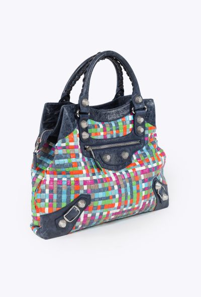 Balenciaga 2009 Multicolor Lattice Giant 21 Work Bag - 2