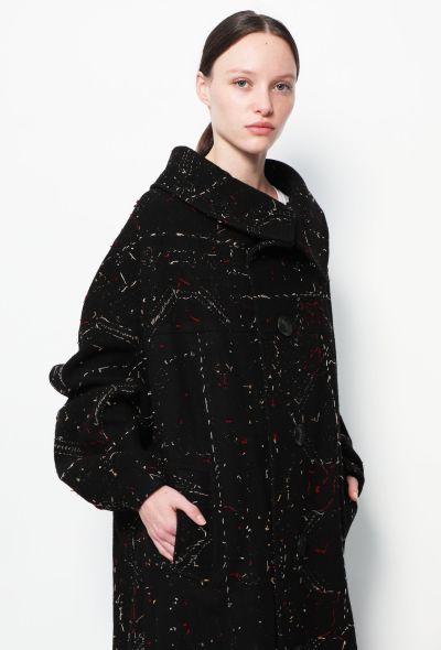                                         Y's Embroidered Graphic Wool Coat-2