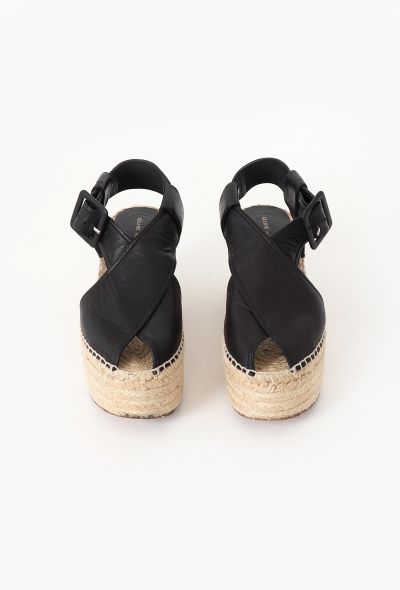 Céline Black Leather Platform Espadrilles - 2 Céline Black Leather Platform Espadrilles - 2