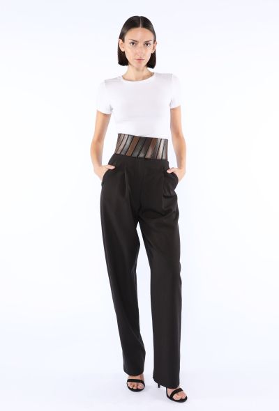 Alaïa Pleated Leather Trim Trousers, Resort 2026 - 1