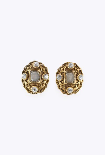 Chanel Sculpted Strass Clip Earrings, 1970s - 1