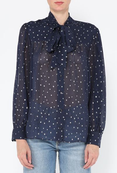 Chloé Spotted Silk Lavallière Blouse, 2025 - 1