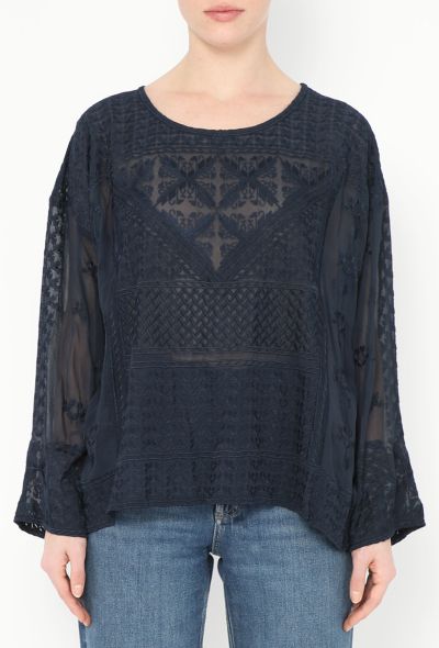 Isabel Marant Embroidered Silk Tunic Top - 1 Isabel Marant Embroidered Silk Tunic Top - 1