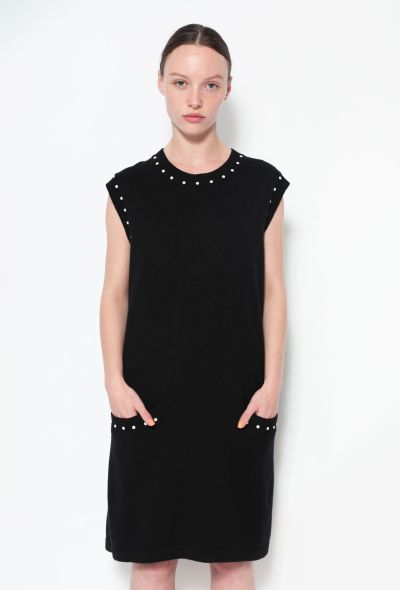                             Cashmere Pearl Trim Knit Dress - 1